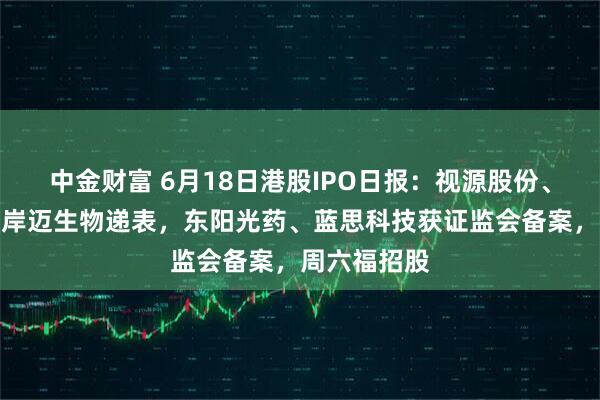 中金财富 6月18日港股IPO日报：视源股份、海致科技、岸迈生物递表，东阳光药、蓝思科技获证监会备案，周六福招股