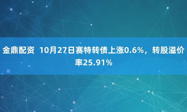 金鼎配资  10月27日赛特转债上涨0.6%，转股溢价率25.91%